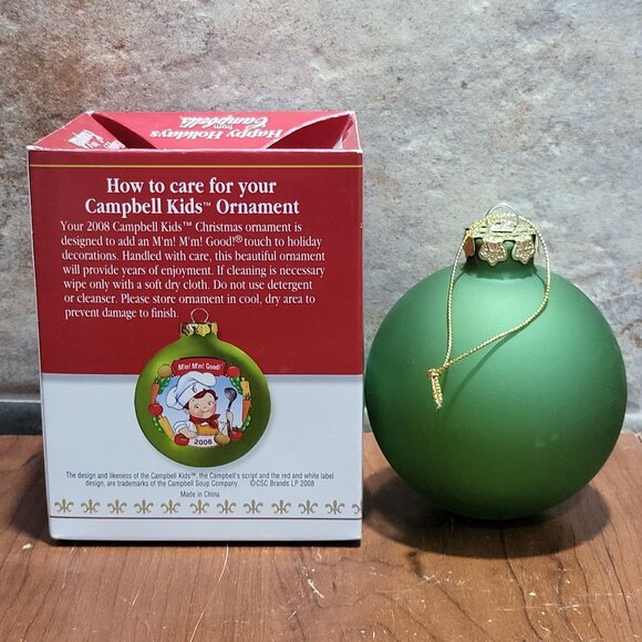 Campbells Soup Kids Green Ball Ornament Collectors Edition 2008 - Picture 3 of 9
